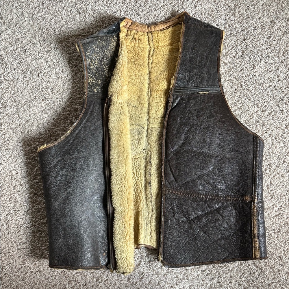 Vintage Men’s Dark Brown Real Leather Vest